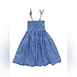 Crewcuts Girls Size 8 Gingham Blue White Plaid Smocked Tank Dress